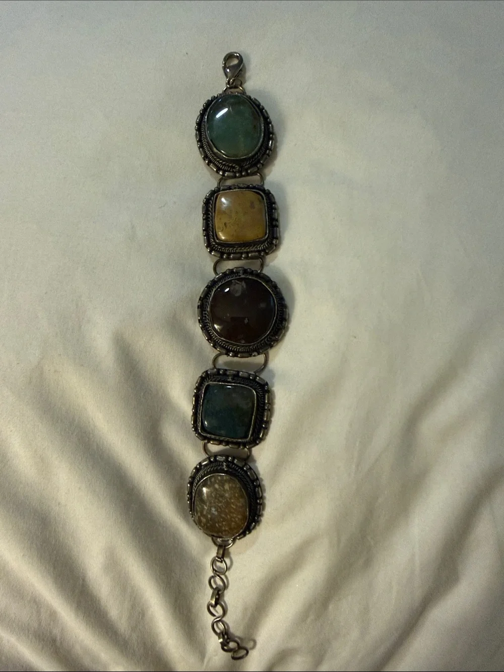 Multistone Boho Bracelet with Green, Brown and Yellow Gemstones